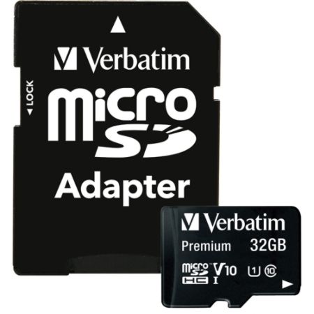 Verbatim 32GB Premium microSDHC Memory Card with Adapter, UHS-I Class 10 - TAA Compliant