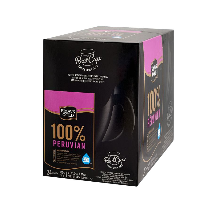 Brown Gold 100% Peruvian RealCup&trade; Coffee Capsules, 8.47 Oz., Box Of 24