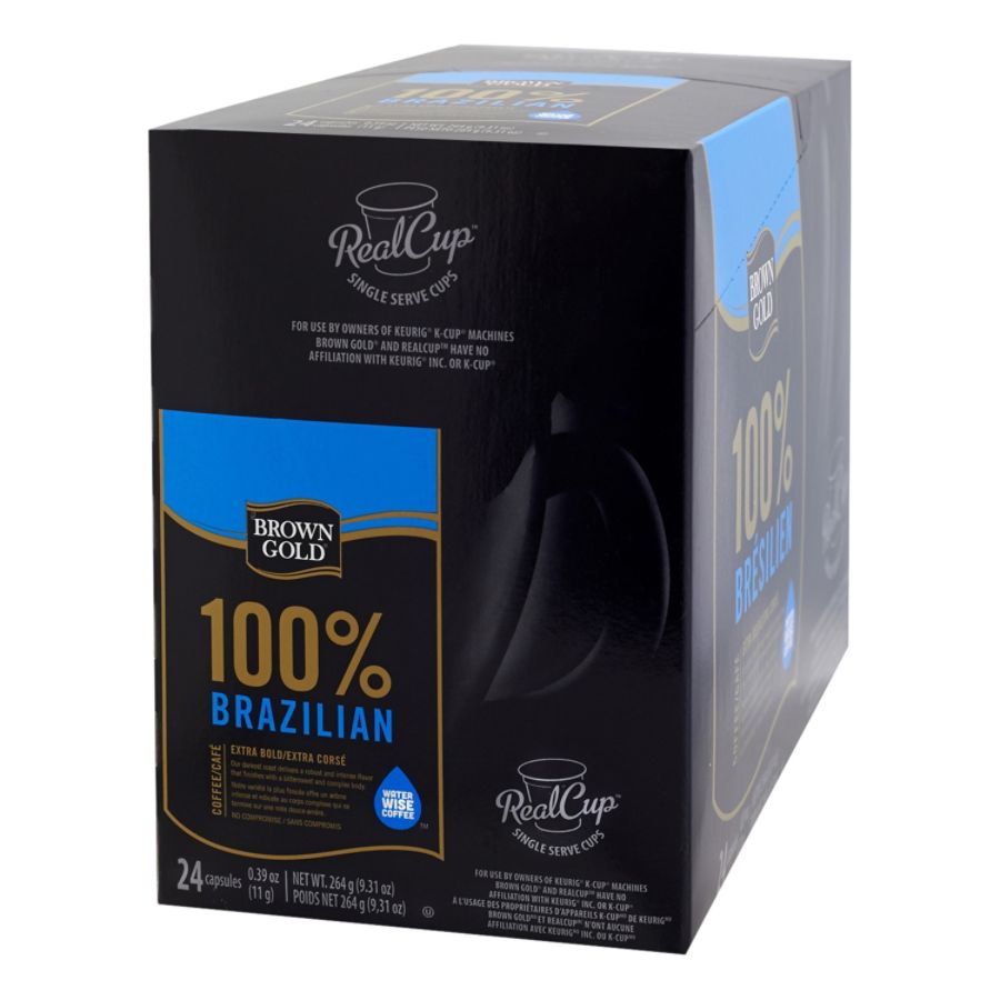 Brown Gold 100% Brazilian RealCup&trade; Coffee Capsules, 9.31 Oz., Box Of 24