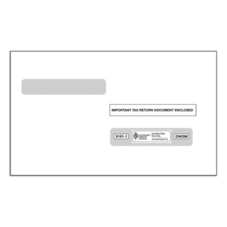 ComplyRight Tax Envelopes, Double Window, For W-2 Form 5214, 5 5/8" x 9", White, Pack Of 100