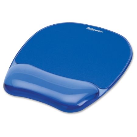 Fellowes&reg; Gel Crystals Mouse Pad With Wrist Rest, 1"H x 7.94"W x 9.25"D, Blue