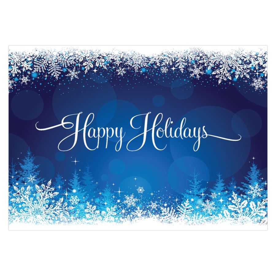 Personalized Economy Cards, 7" x 5", Snowy Glow, Box Of 25