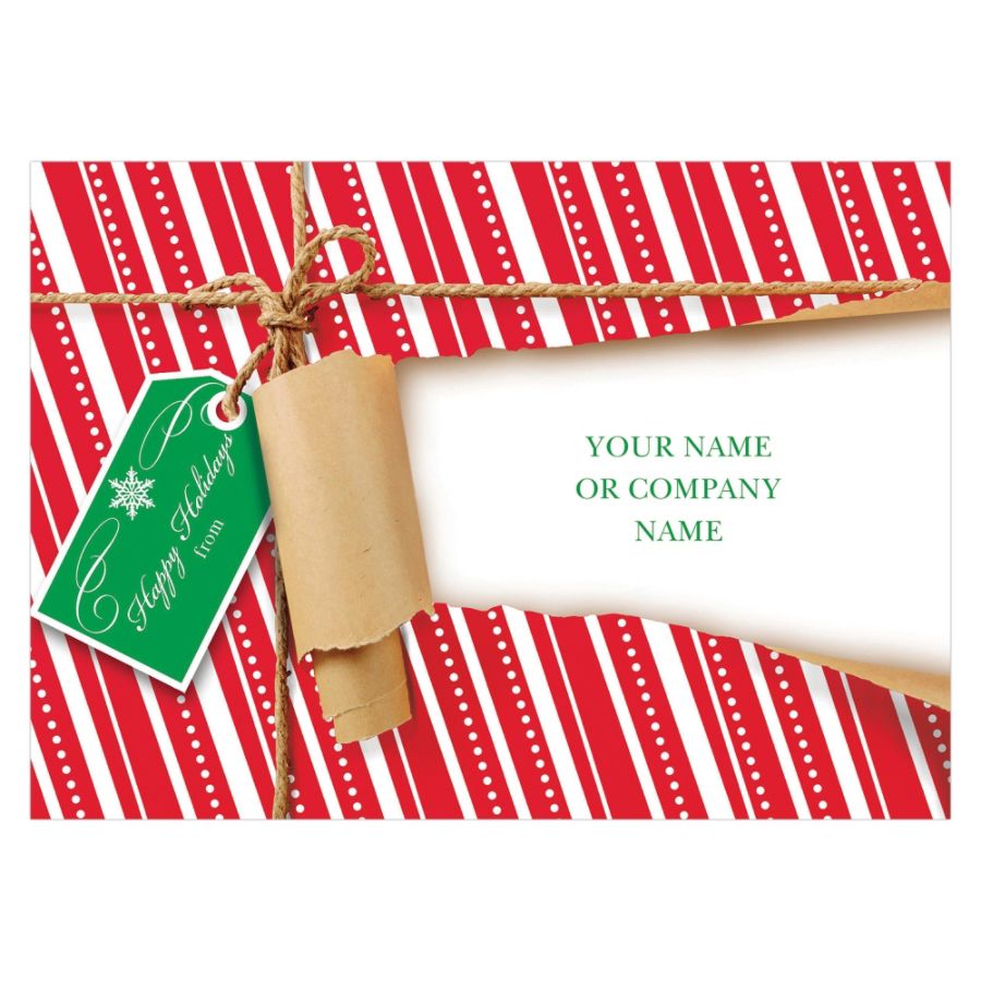 Personalized Identity Greeting Holiday Cards, 7 7/8" x 5 5/8", Unwrapped Greeting, Box Of 25