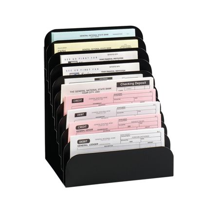 MMF Industries Steel Cashier Pad Rack, 10-Pocket, 11" x 8" x 6 3/4", Black