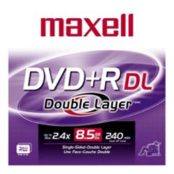 Maxell DVD Recordable Media - DVD+R DL - 2.4x - 8.50 GB - 1 Pack Jewel Case