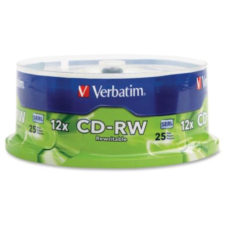 Verbatim CD-RW 700MB 4X-12X High Speed with Branded Surface - 25pk Spindle - TAA Compliant