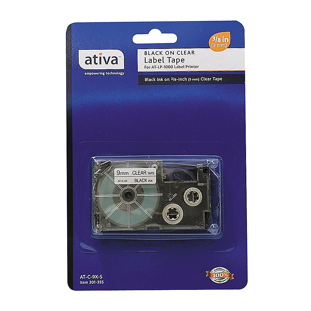 Ativa Model 9BCL Black On Clear Tape 038 x 25