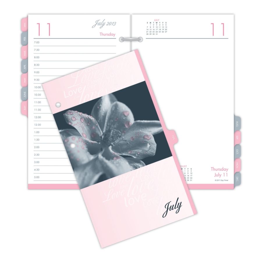 Day-Timer&reg; 50% Recycled Pink Ribbon Desk Calendar Refills, 2 Pages Per Day, 3 1/2" x 6", January-December 2013