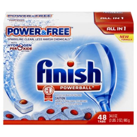 Finish&reg; Power & Free&trade; Dishwashing Tabs, 8 Oz, 48 Tabs