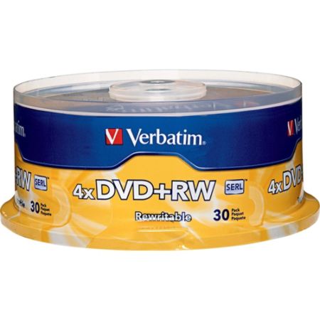 Verbatim&reg; DVD+RW Rewritable Media Spindle, 4.7GB/120 Minutes, Pack Of 30