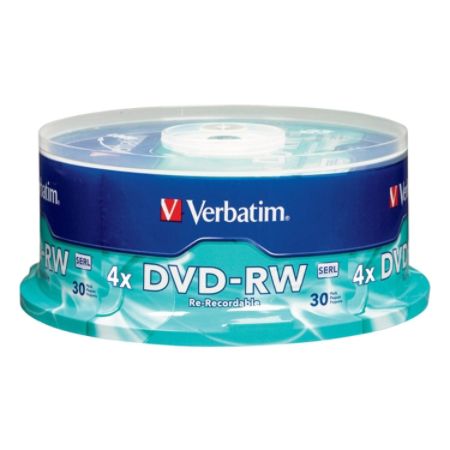 Verbatim&reg; DVD-RW Rewritable Media Spindle, 4.7GB/120 Minutes, Pack Of 30