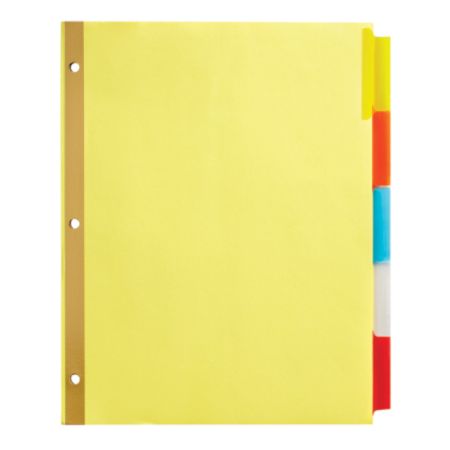 Office Depot&reg; Brand Insertable Dividers With Tabs, 8 1/2" x 11", Assorted Colors, 5-Tab
