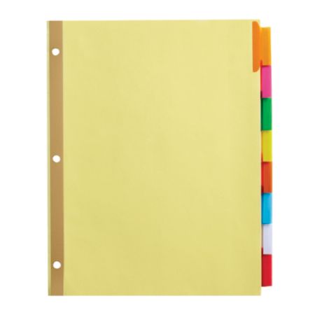 Office Depot&reg; Brand Insertable Dividers With Tabs, 8 1/2" x 11", Assorted Colors, 8-Tab