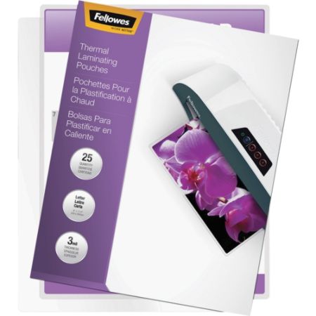 Fellowes Laminating Pouches, Glossy, Letter, 3 mil, 25 Pack