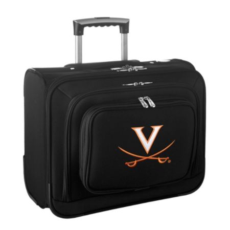 Denco Sports Luggage Rolling Overnighter With 14" Laptop Pocket, Virginia Cavaliers, 14"H x 17"W x 8 1/2"D, Black