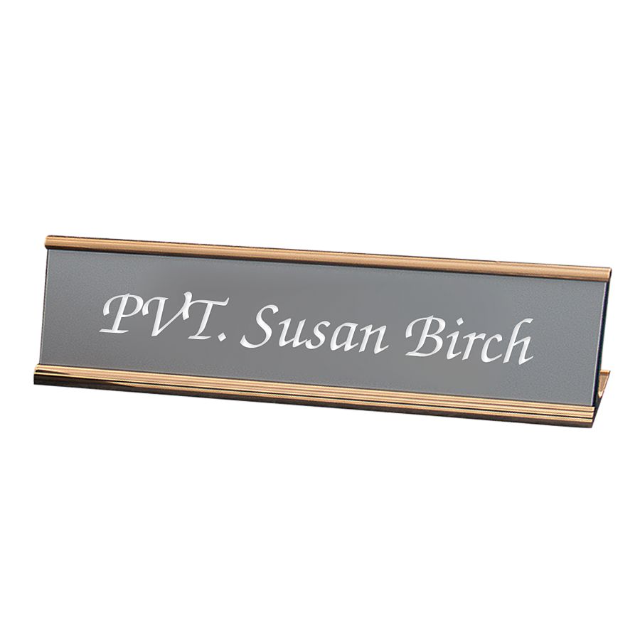 Engraved Desk Sign Wrap Around Metal