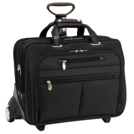 McKleinUSA OHare Nylon Fly-Through Checkpoint-Friendly 2-In-1 Removable-Wheeled 17" Laptop Case, Black