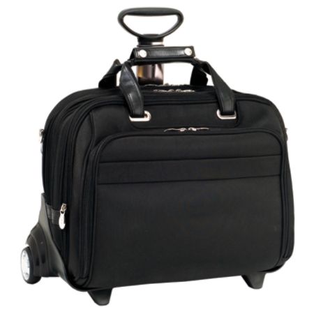 McKleinUSA Midway Nylon Fly-Through Checkpoint-Friendly 2-In-1 Removable-Wheeled 17" Laptop Case, Black