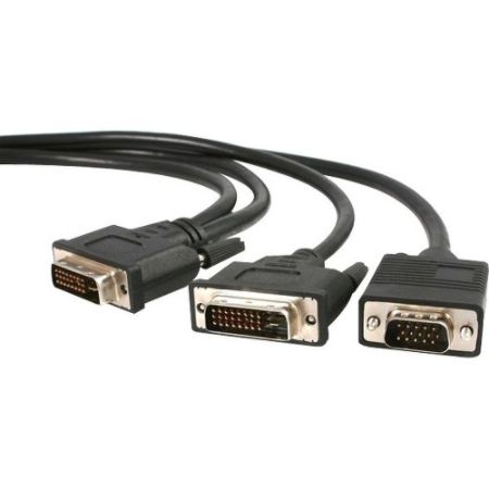 StarTech.com 6 ft DVI I Male to DVI D Male and HD15 VGA Male Video Splitter Cable