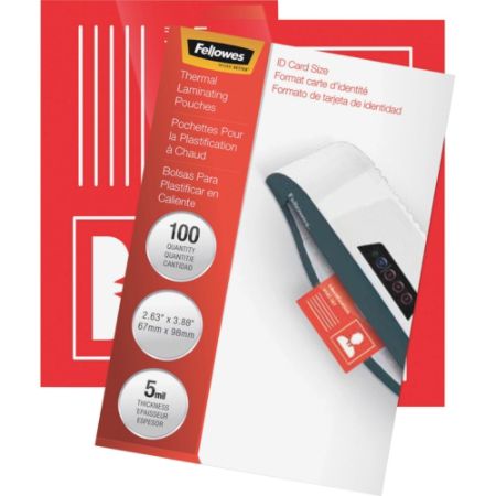 Fellowes&reg; Clear Laminating Pouches, 2 5/8" x 3 7/8", Pack Of 100