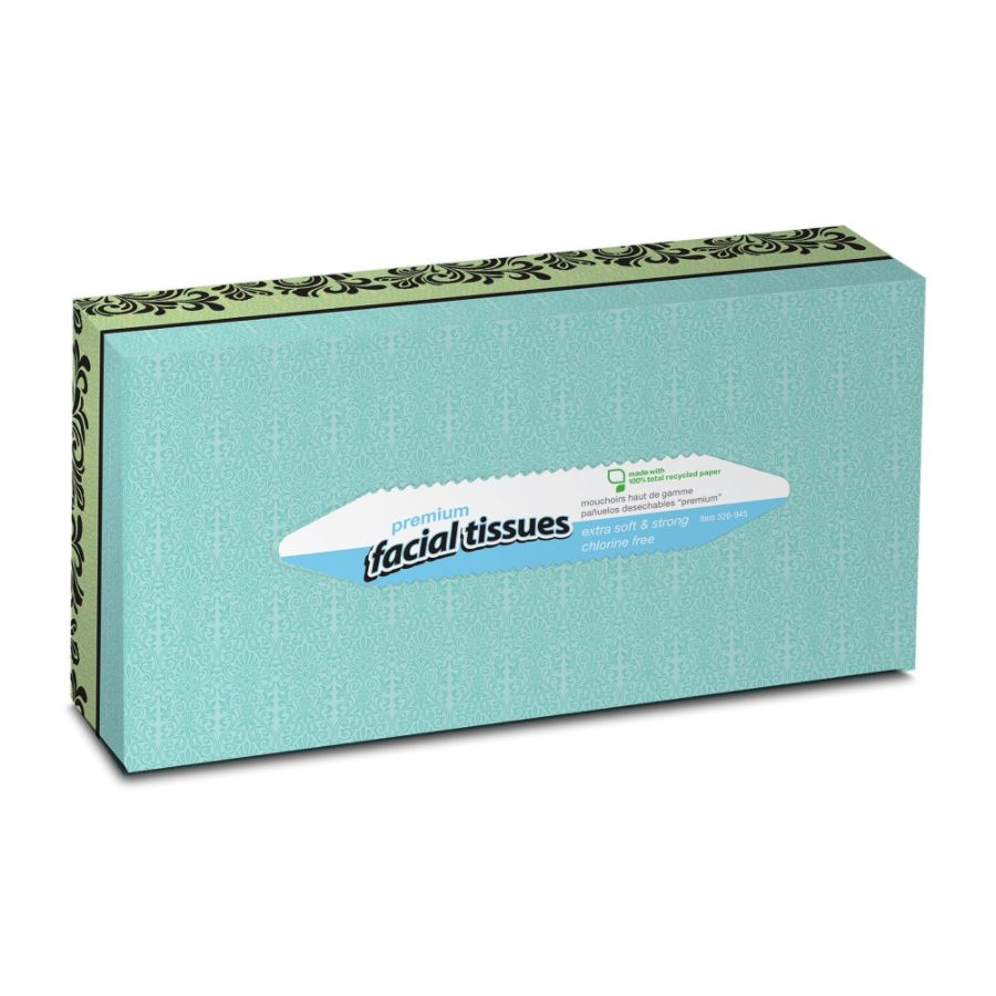 Office Depot&reg; Brand 100% Recycled Facial Tissues, White, 100 Tissues Per Box, Case Of 30 Boxes