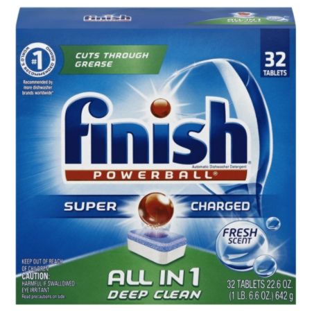 Finish&reg; Powerball Dishwasher Detergent Tabs, Fresh Scent, Box Of 32