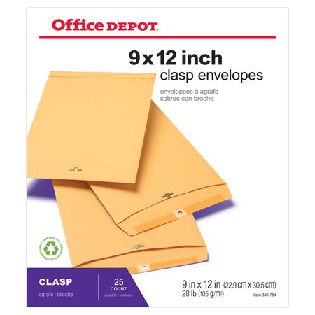 Office Depot Brand Clasp Envelopes 9 x 12 Brown Pack Of 25 ...