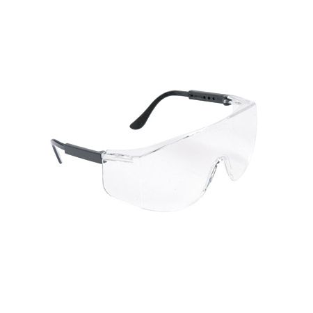 Crews Tacoma Wrap-around Safety Glasses, Black Frame, Clear Lens