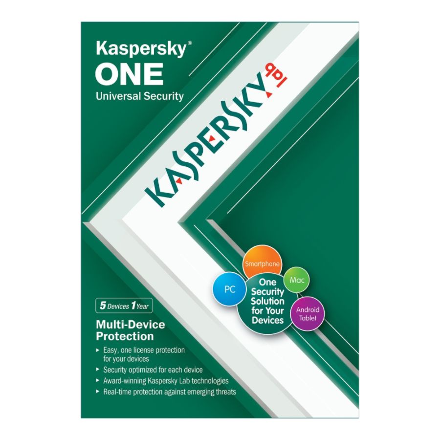 Kaspersky&reg; ONE 2012, For 5 Devices, For PC/Mac/Mobile Devices, Traditional Disc