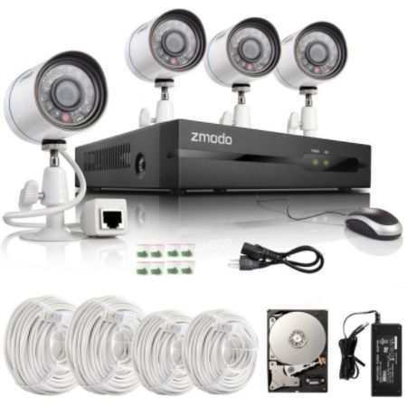 Zmodo 4CH 720P HD Network sPoE NVR Security System & 4 IP Cameras-1TB HDD