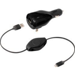 ReTrak 2.4-Amp Car/Wall Charger & Premier Retractable Micro USB Cable Combo