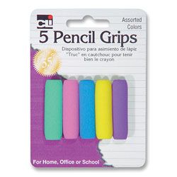 Charles Leonard Soft-Cushion Foam Pencil Grip, Assorted, Pack Of 5