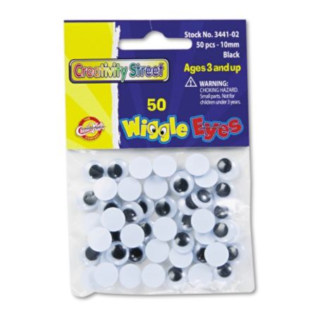 Chenille Kraft Creativity Street Round Wiggle Eyes, 10 mm, Black, Pack Of 50