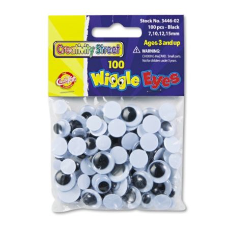 Chenille Kraft Creativity Street Wiggle Eyes, Assorted Sizes, Black, Pack Of 100