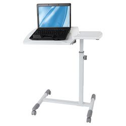 Realspace&reg; Split-Top Mobile Laptop Cart, 28 1/8"H x 27 3/4"W x 15 3/4"D, White Gloss