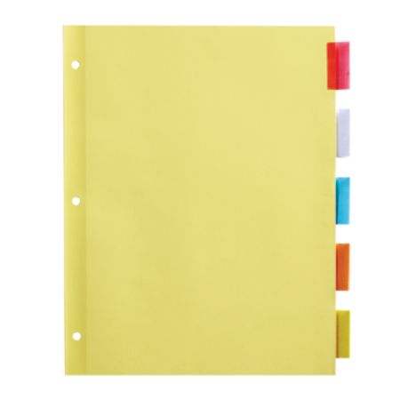 Office Depot&reg; Brand Insertable Dividers With Tabs, 8 1/2" x 11", Assorted Colors, 5-Tab, Pack Of 6 Sets