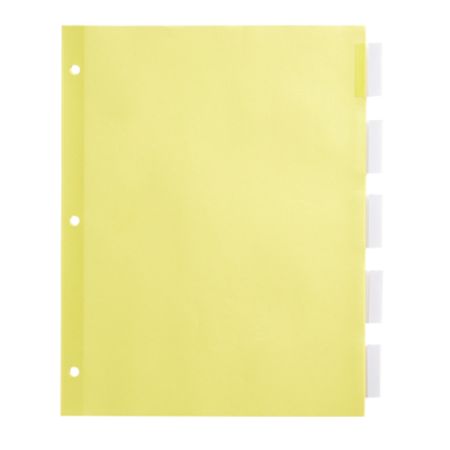 Office Depot&reg; Brand Insertable Dividers With Tabs, 8 1/2" x 11", Clear, 5-Tab, Pack Of 6 Sets