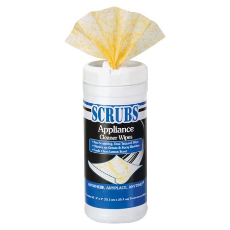 SCRUBS Appliance Cleaner Wipes, 6" x 10", 25% Recycled, Orange/White, Pack Of 50