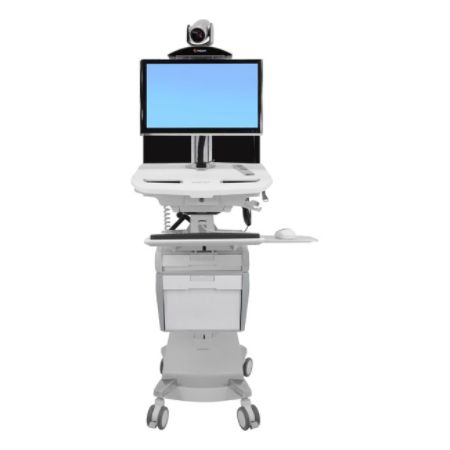 Ergotron StyleView Telepresence Cart, Back-to-Back Monitor, Powered