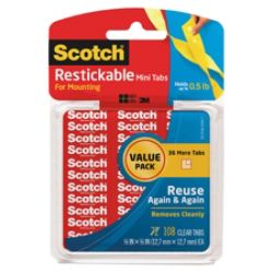 Scotch&reg; Restickable Tabs, Mini, 1/2" x 1/2", Clear Squares, Pack Of 108