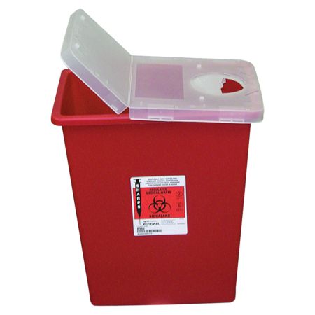 Unimed Kendall Sharps Container With Hinged Lid, 8 Gallons