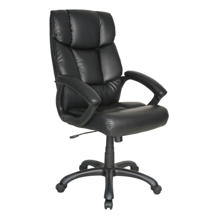 Realspace&reg; Merrick High-Back Bonded Leather Chair, 48 7/16"H x 26 3/8"W x 29 1/8"D, Black