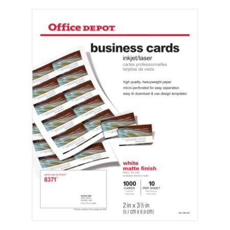 Office Depot Brand Matte Business Cards 2 x 3 12 White Pack Of 1000 by