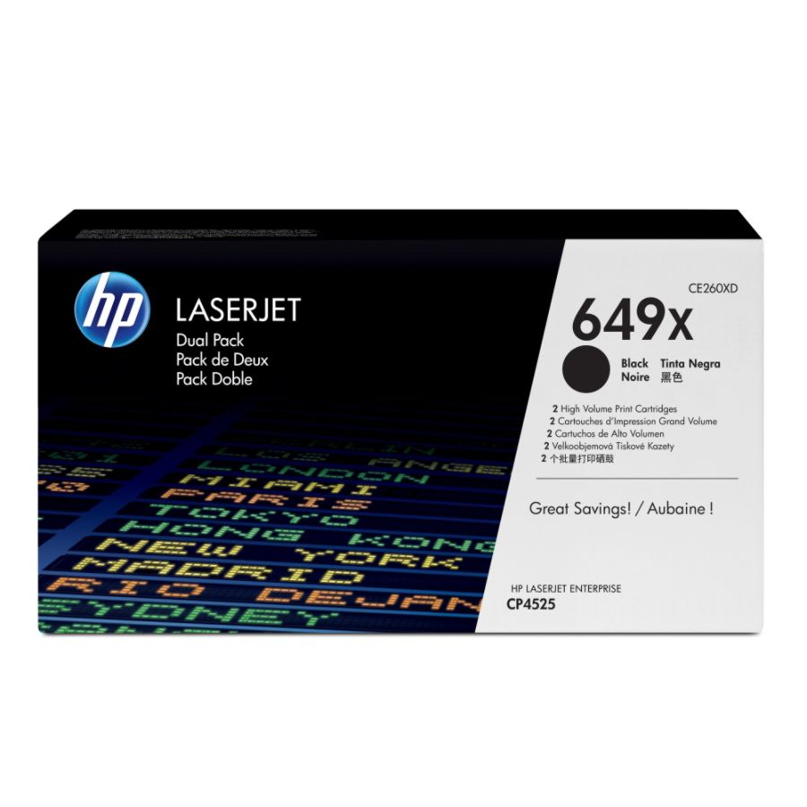 HP 649X, Black Toner Cartridges (CE260XD), Pack Of 2