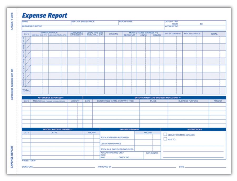Adams&reg; Weekly Expense Report, 8 1/2" x 11 7/16", Pack Of 50 Sets