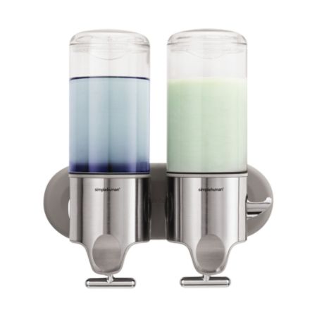 simplehuman&reg; Wall-Mounted Twin Pump Dispenser, Silver