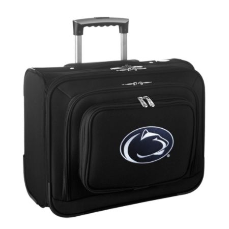Denco Sports Luggage Rolling Overnighter With 14" Laptop Pocket, Penn State Nittany Lions, 14"H x 17"W x 8 1/2"D, Black