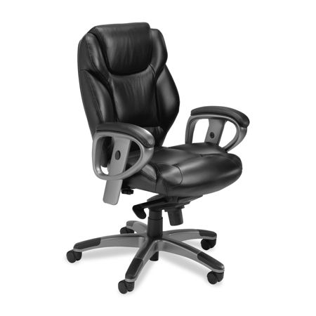Mayline Ultimo Managerial Mid-Back Chair, 26 3/4"W x 29 1/2"D x 45 1/2"H, Slate Frame, Black Fabric