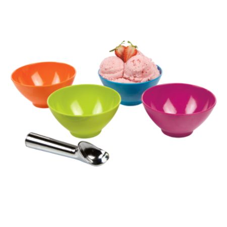 iGnite Ice Cream Bowl Set With Scooper, Assorted Colors