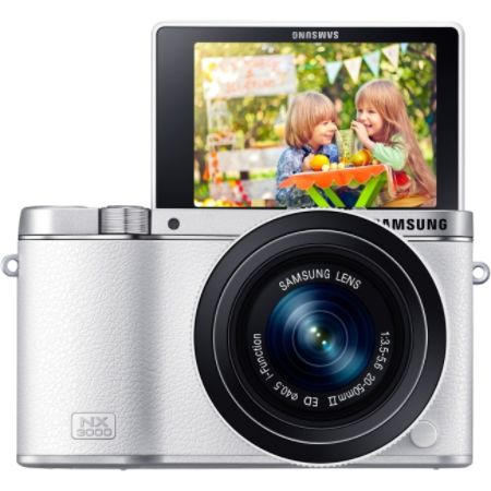 Samsung NX3000 20.3 Megapixel Mirrorless Camera with Lens - 20 mm - 50 mm - White